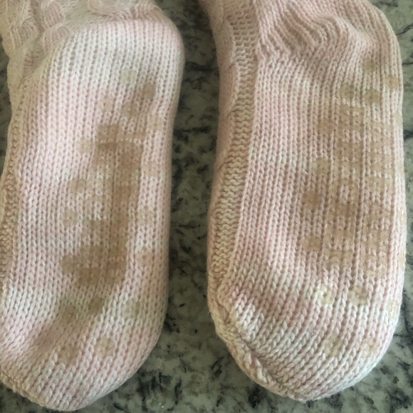 Jane and Bleecker Ballet Pink Fleece Lined Slipper Socks  Size 9-10 EUC - Picture 5 of 10